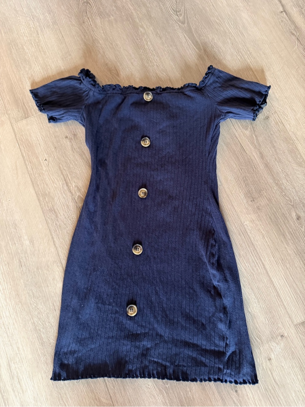 SHEIN Navy Ribbed Off-the-Shoulder Mini Dress - Size XS - Picture 2 of 4